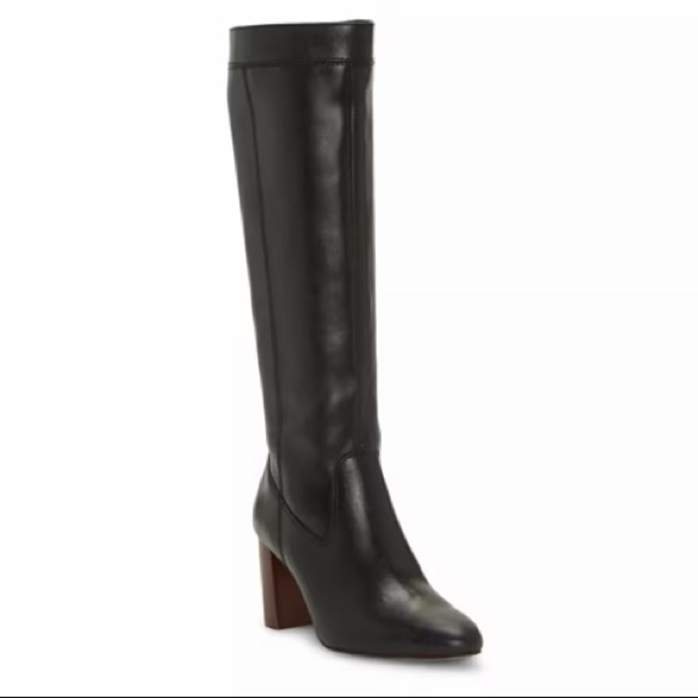 Vince Camuto Sleek Black Leather Heeled Boots
